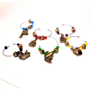 Six Color Coded Wine Glass  Charms